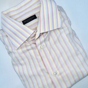 Vintage Brandolini Men's 18¼ 46 XL Dress Shirt L French Cuff Stripe Cotton Italy